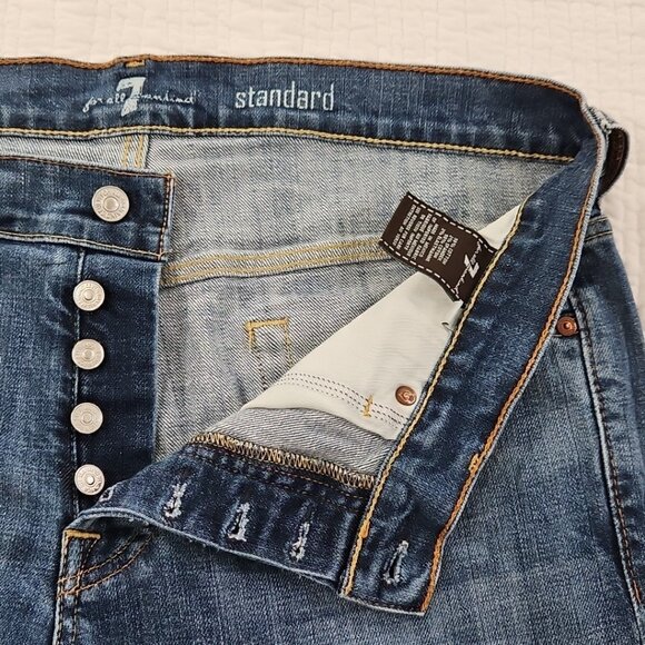 7 For All Mankind Standard Jeans Men's 36x30 Straight Leg Button Fly EUC Stretch - Picture 14 of 16